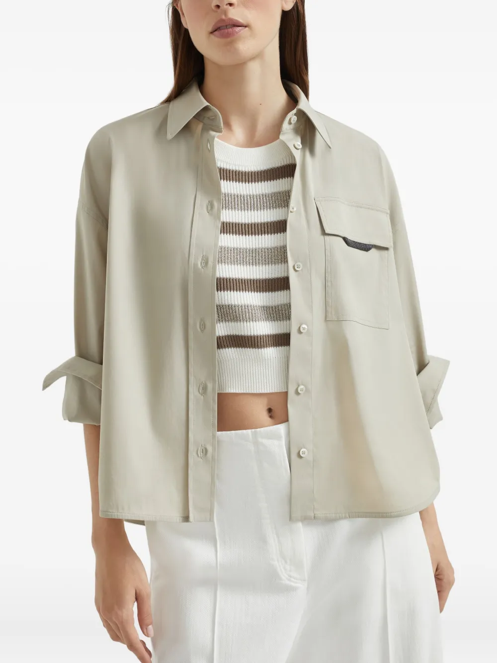 Brunello Cucinelli poplin shirt Beige