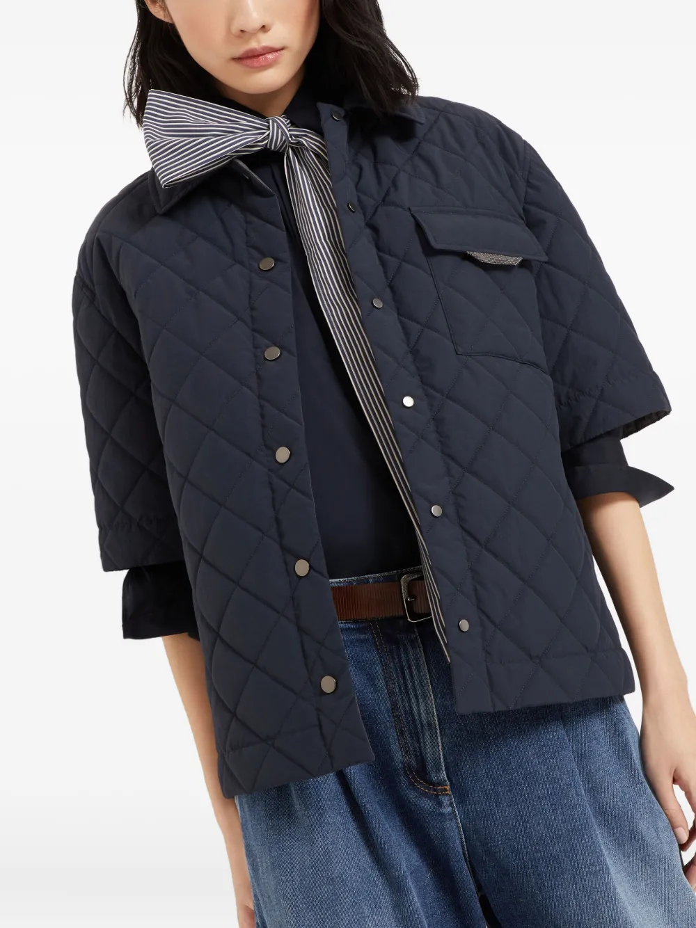 Brunello Cucinelli Gewatteerd jack Blauw
