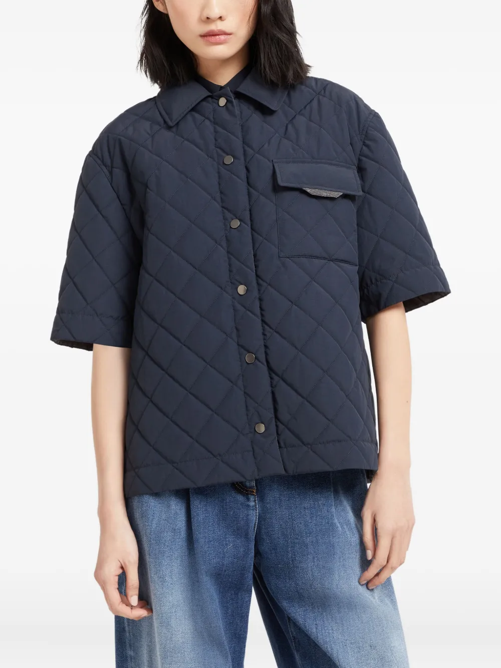 Brunello Cucinelli Gewatteerd jack Blauw