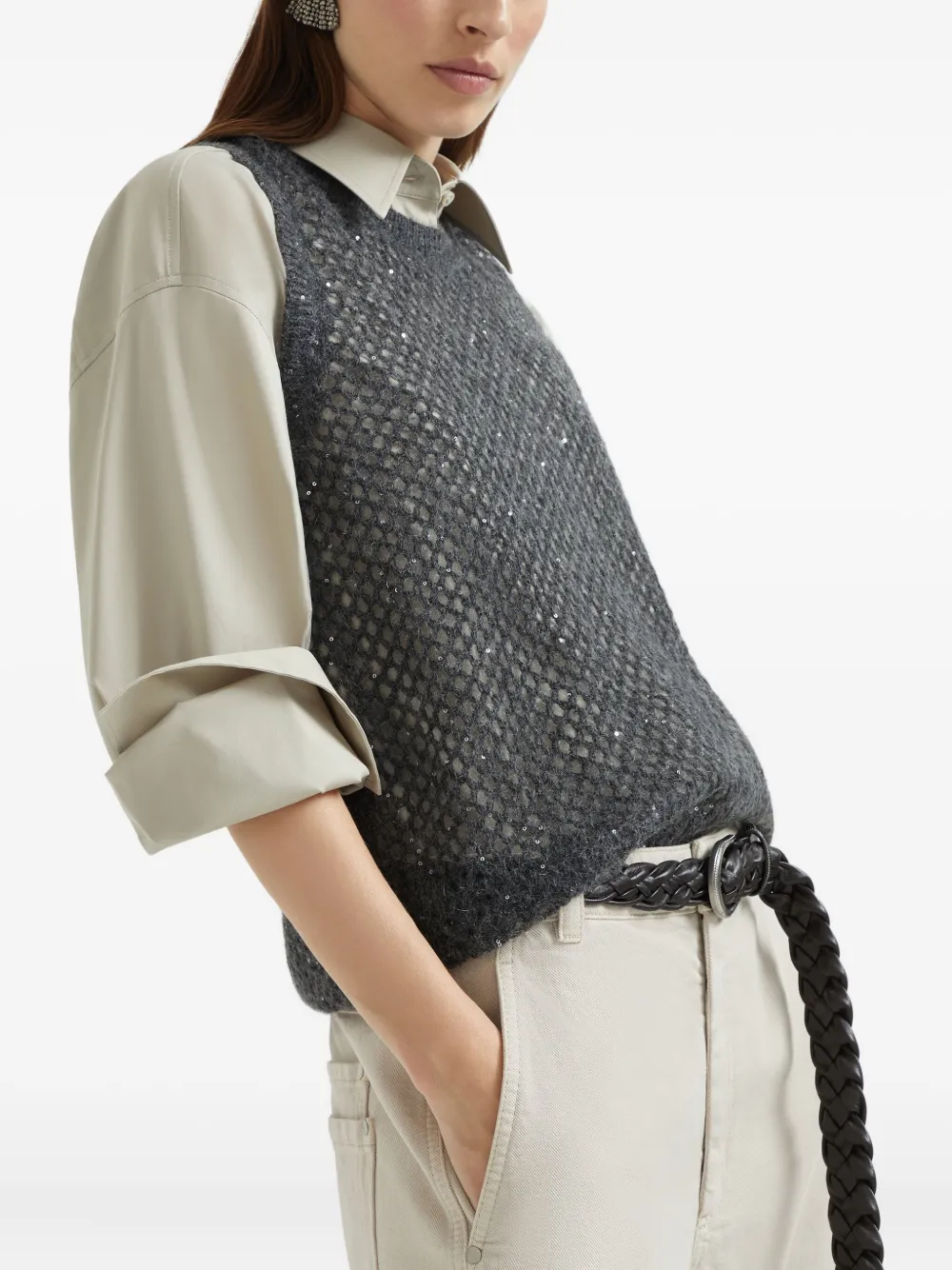 Brunello Cucinelli Gebreide top Grijs
