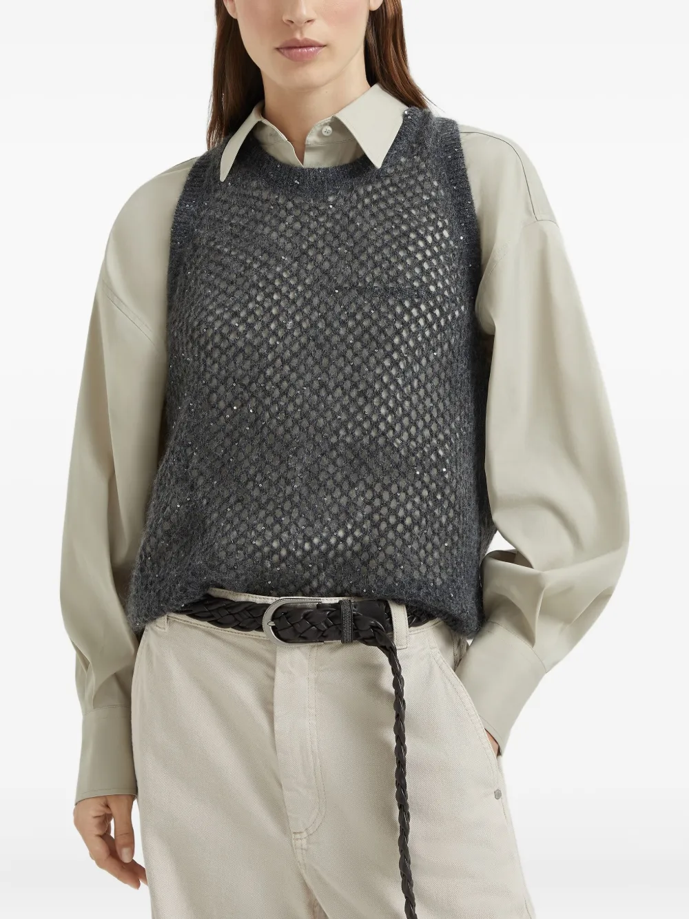 Brunello Cucinelli Gebreide top Grijs