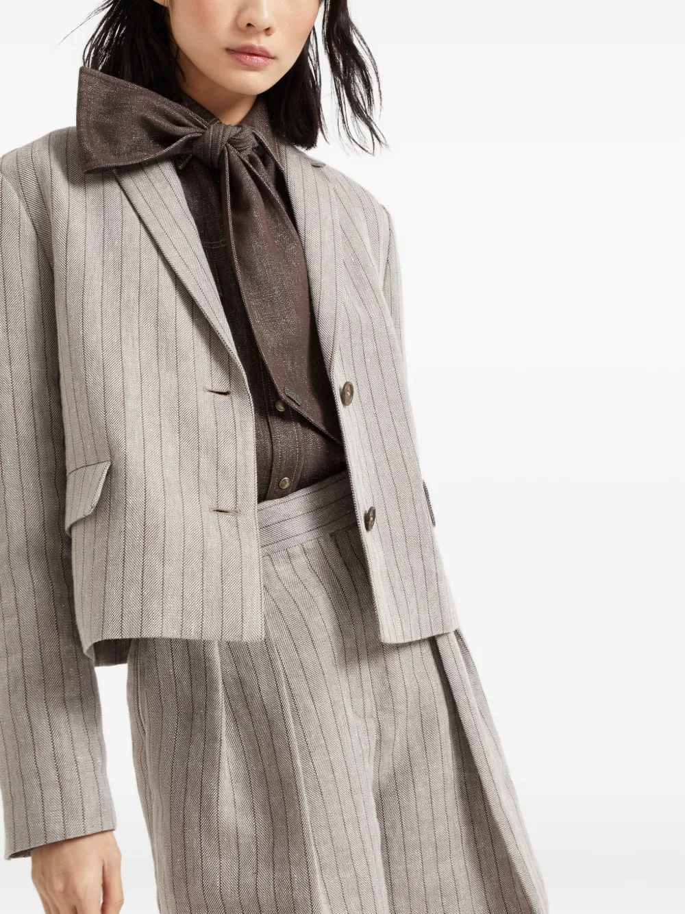 Brunello Cucinelli Gestreepte blazer Grijs