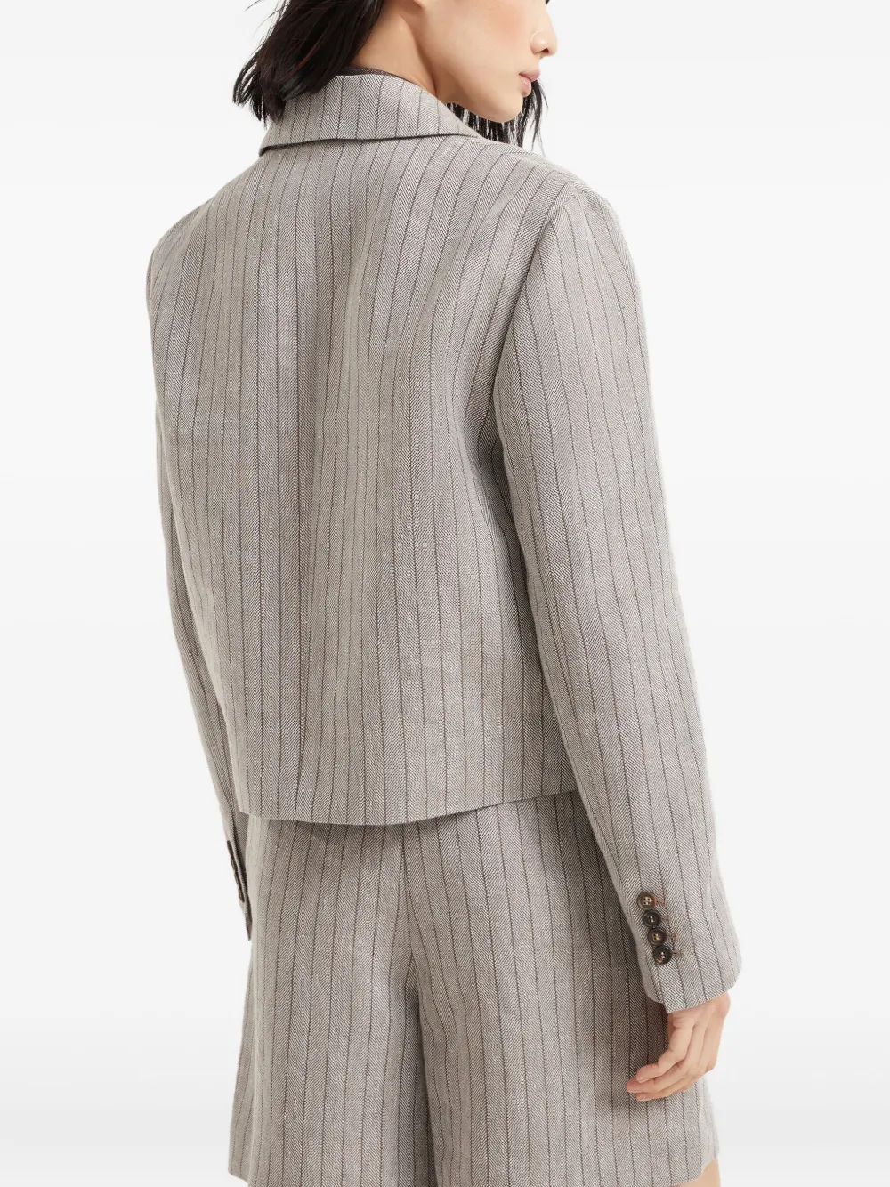 Brunello Cucinelli Gestreepte blazer Grijs