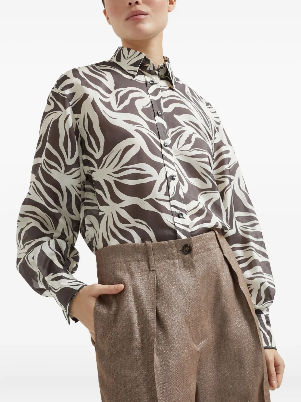 Brunello Cucinelli Geplooide chino Bruin