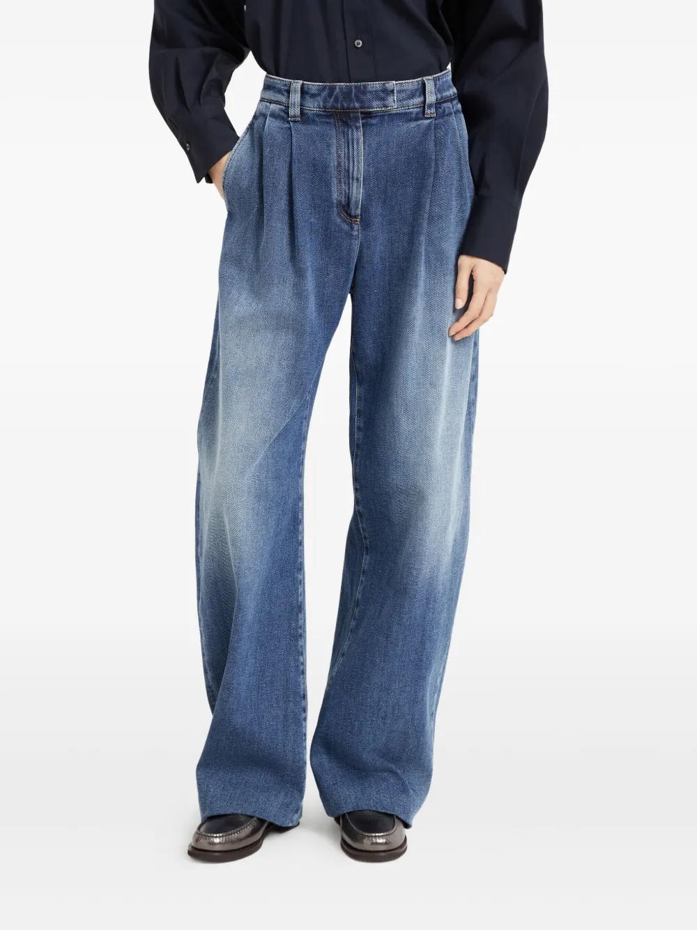 Shop Brunello Cucinelli Wide-leg Jeans