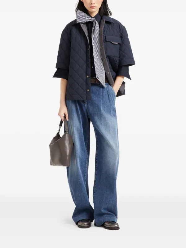 デニム・ジーパン Brunello Cucinelli Wide-Leg Jeans In Denim And Lurex Brunello Cucinelli wide-leg Jeans | Blue | FARFETCH