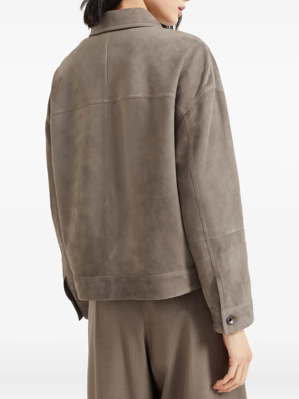 Brunello Cucinelli Leren jack Grijs