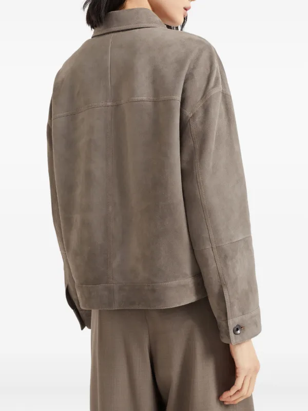 Brunello Cucinelli Leather Jacket | Grey | FARFETCH