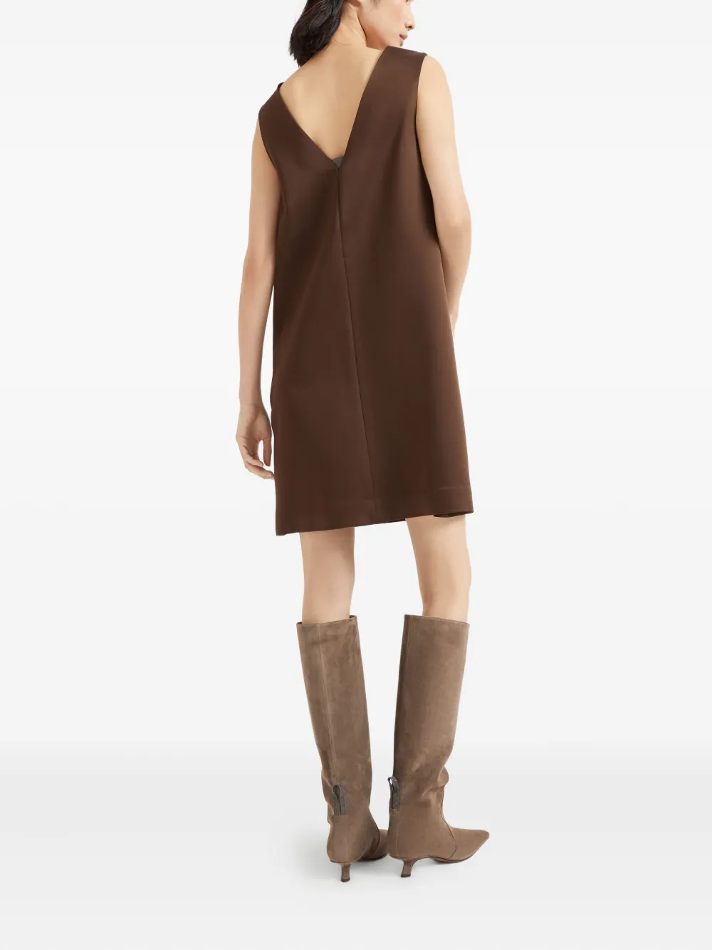 Brunello Cucinelli Mouwloze mini-jurk Bruin