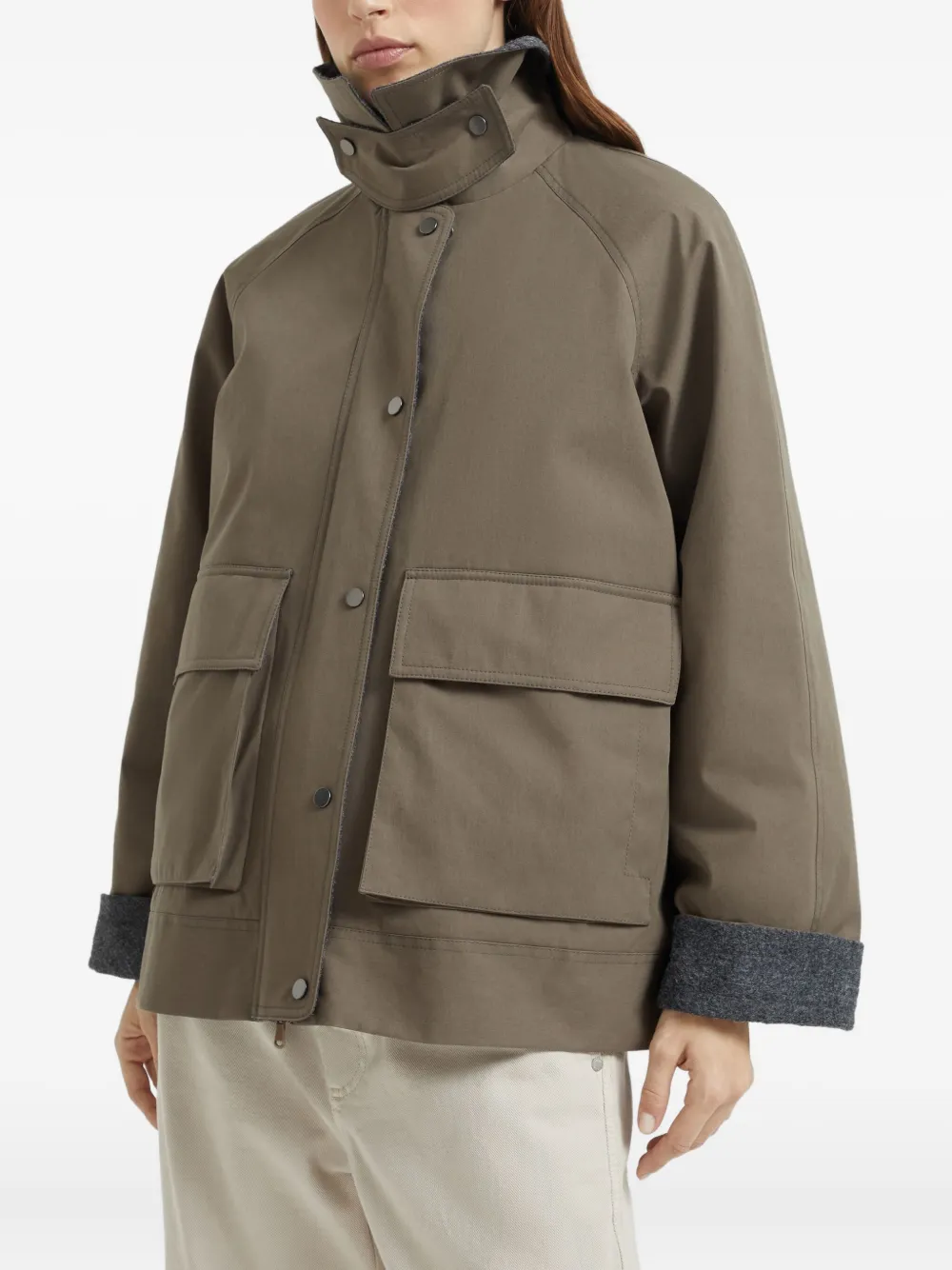Brunello Cucinelli Jack met trechterhals Bruin