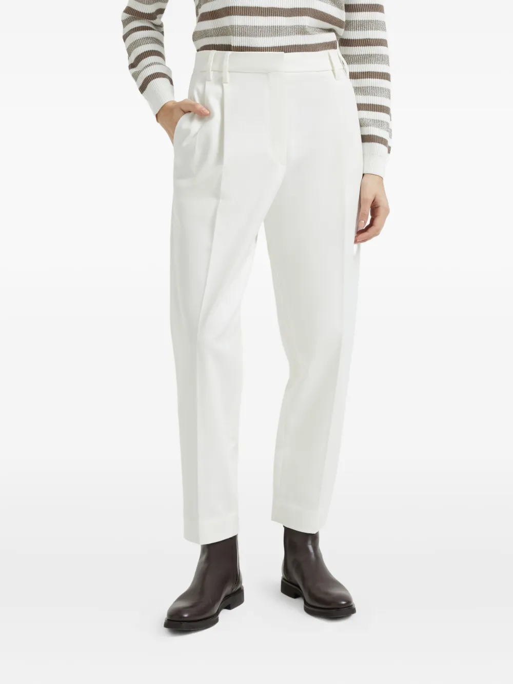 Brunello Cucinelli Slouchy cropped broek Wit