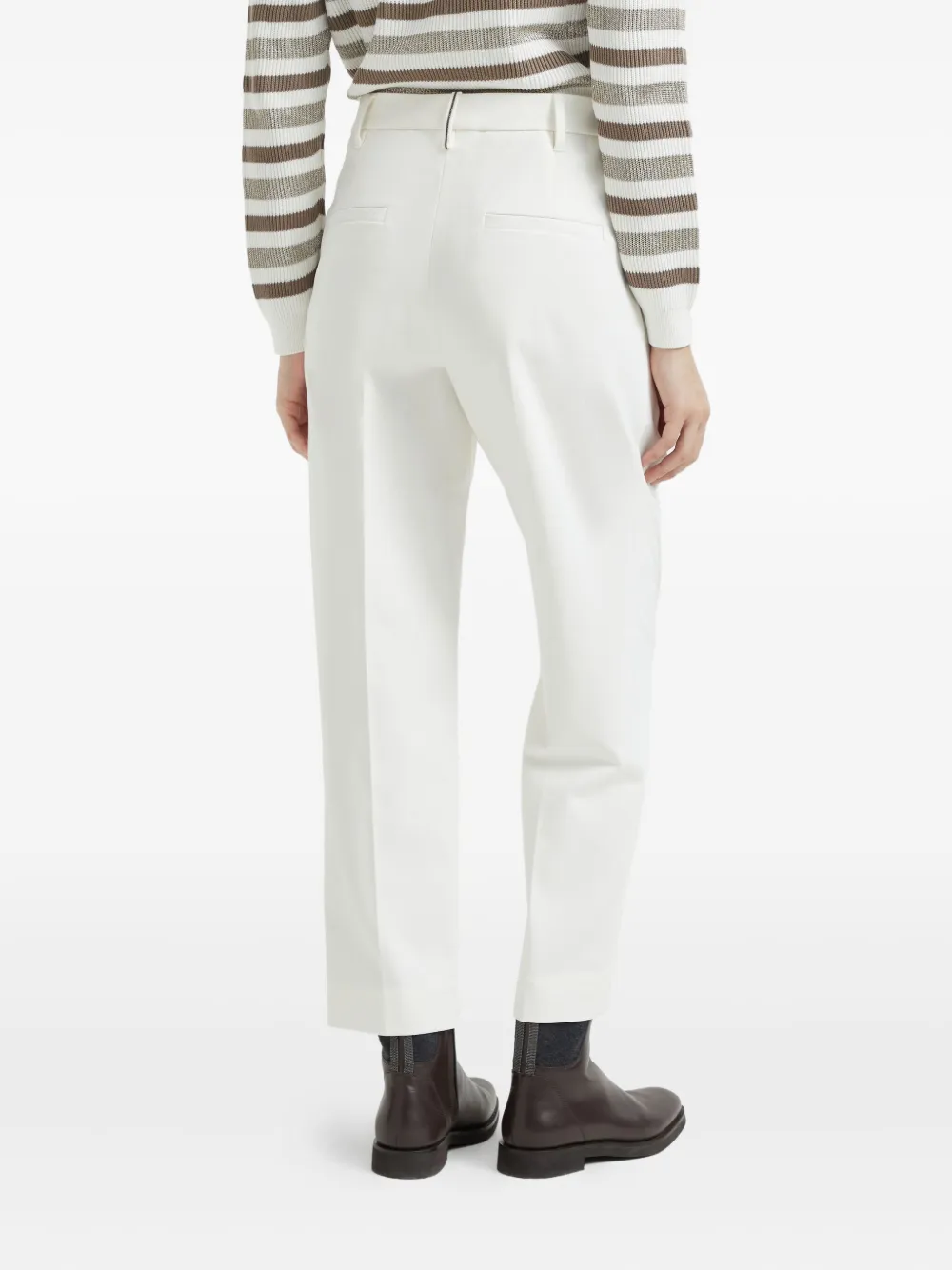 Brunello Cucinelli Slouchy cropped broek Wit