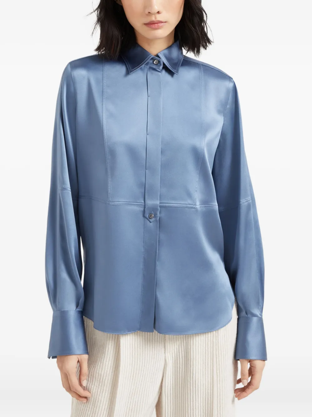 Brunello Cucinelli Zijden blouse Blauw