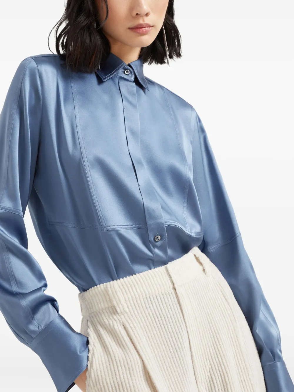 Brunello Cucinelli Zijden blouse Blauw