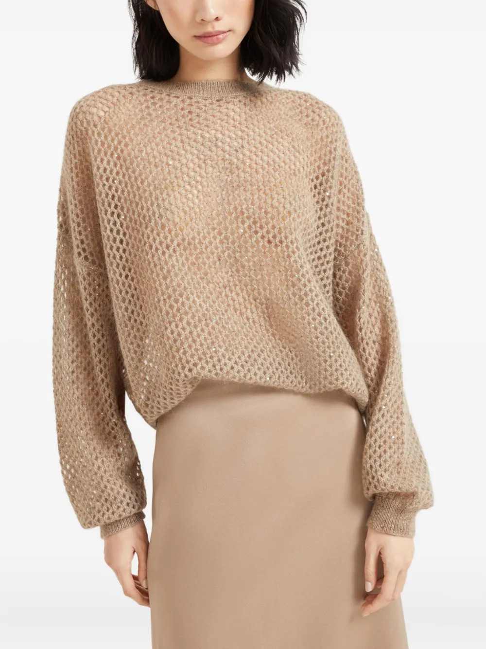 Brunello Cucinelli Opengebreide trui Beige