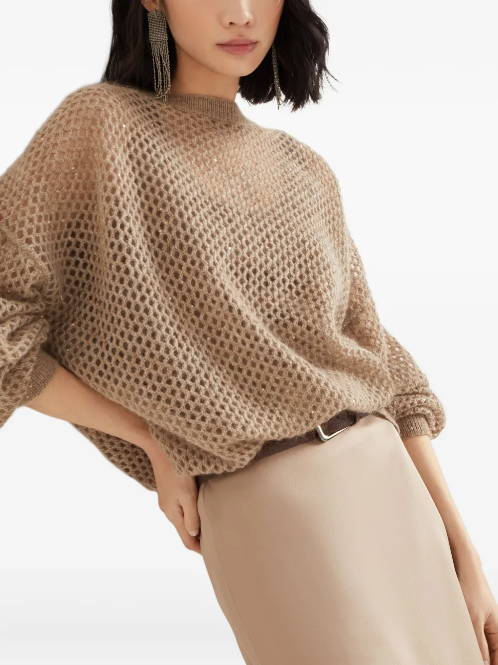 Brunello Cucinelli Opengebreide trui Beige
