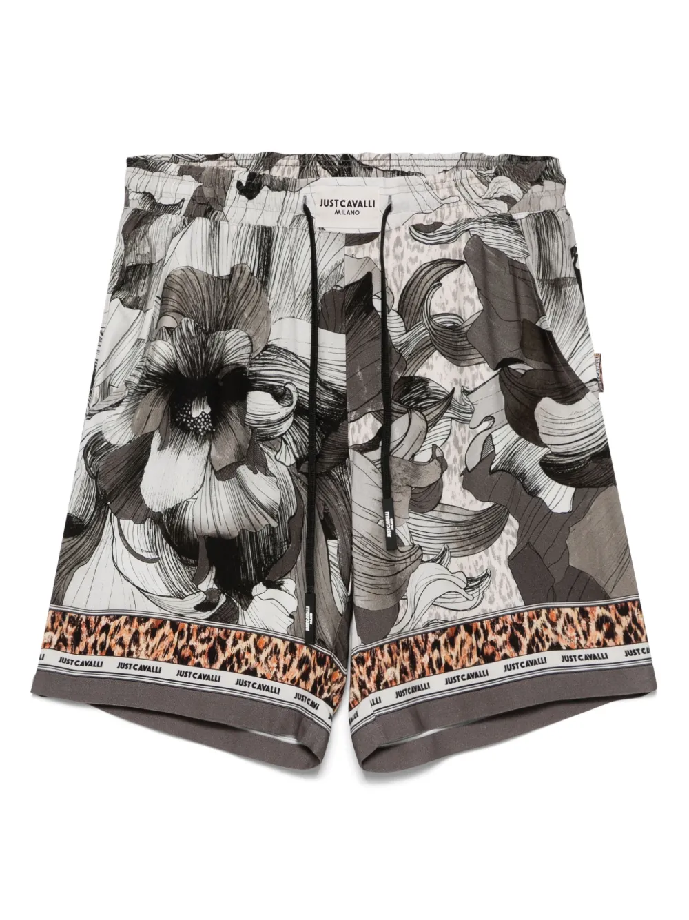 Just Cavalli Shorts met bloemenprint Grijs