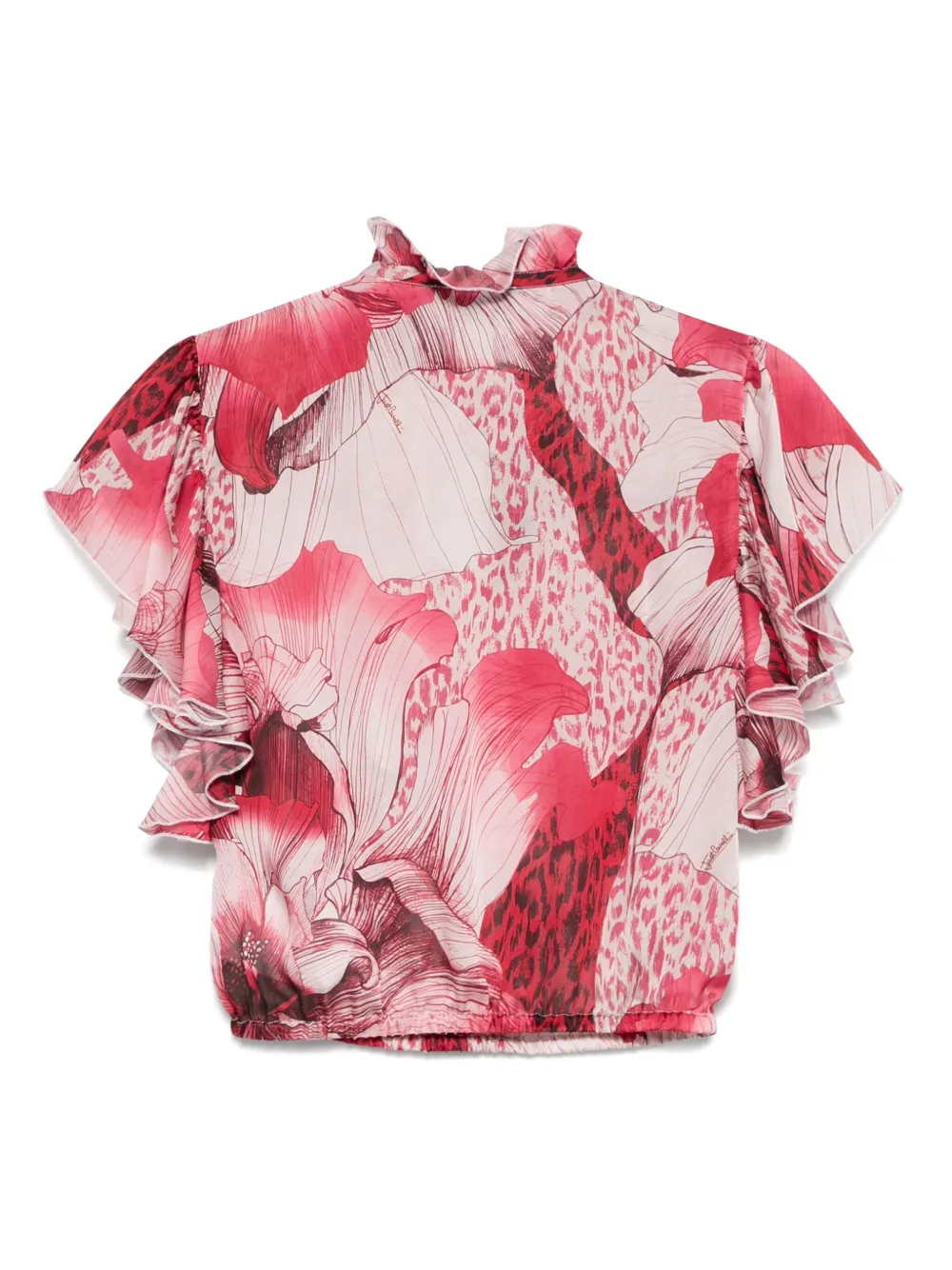 Just Cavalli floral-print chiffon blouse - Rood