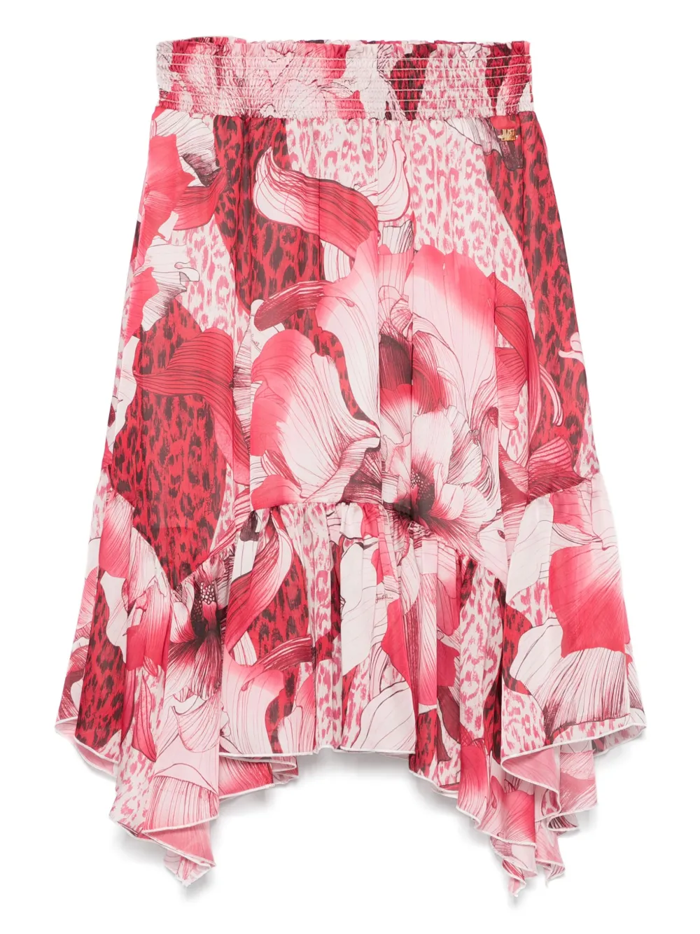 Just Cavalli Chiffon mini-rok met bloemenprint Rood