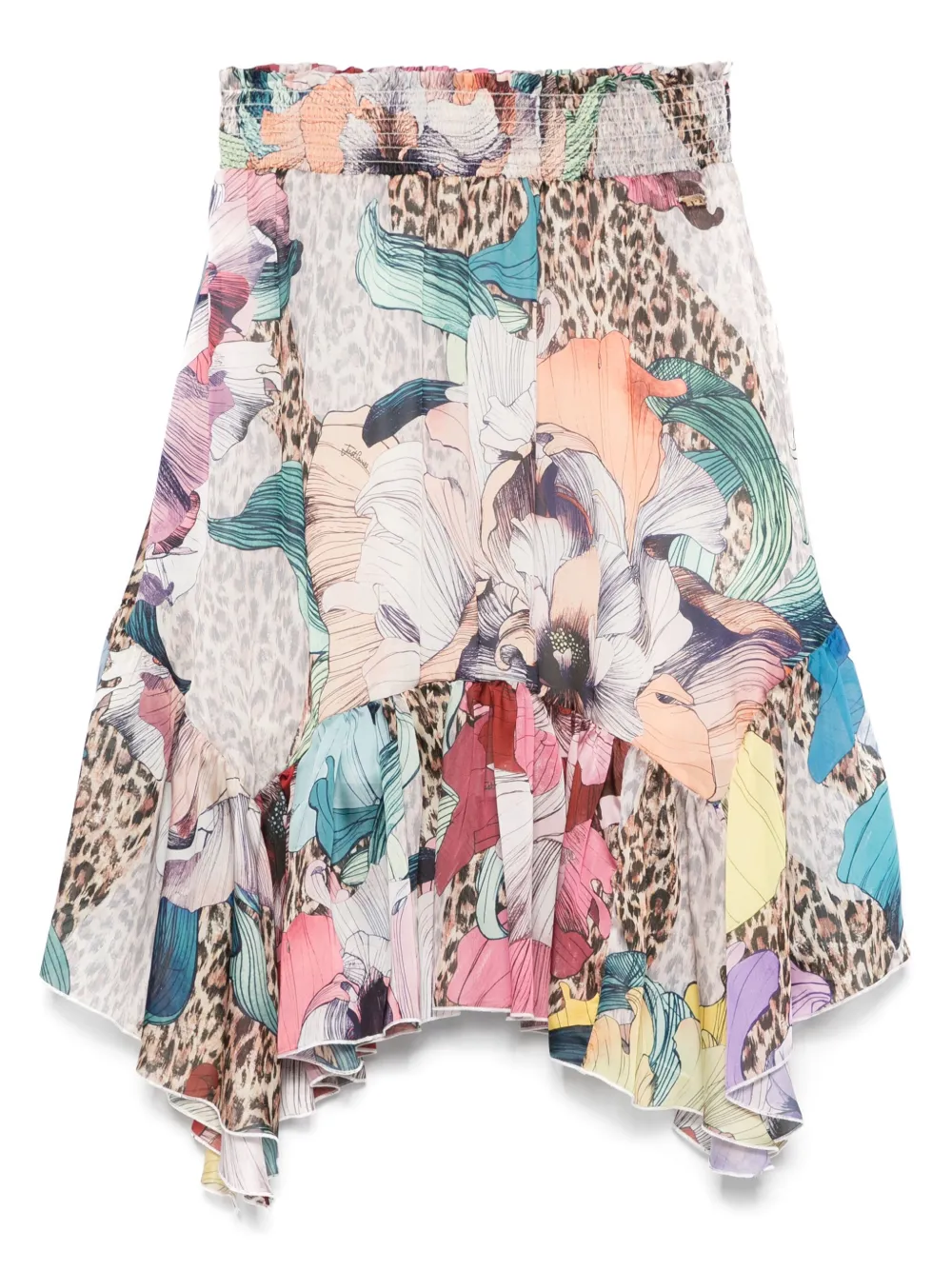 Just Cavalli Chiffon mini-rok met bloemenprint Blauw