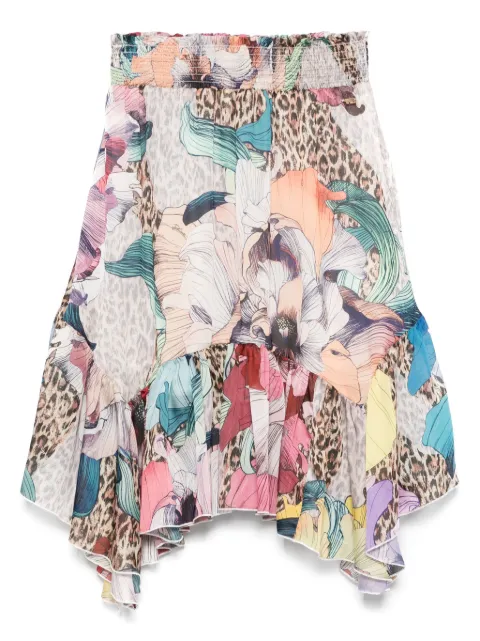 Just Cavalli falda corta de chifón con estampado floral