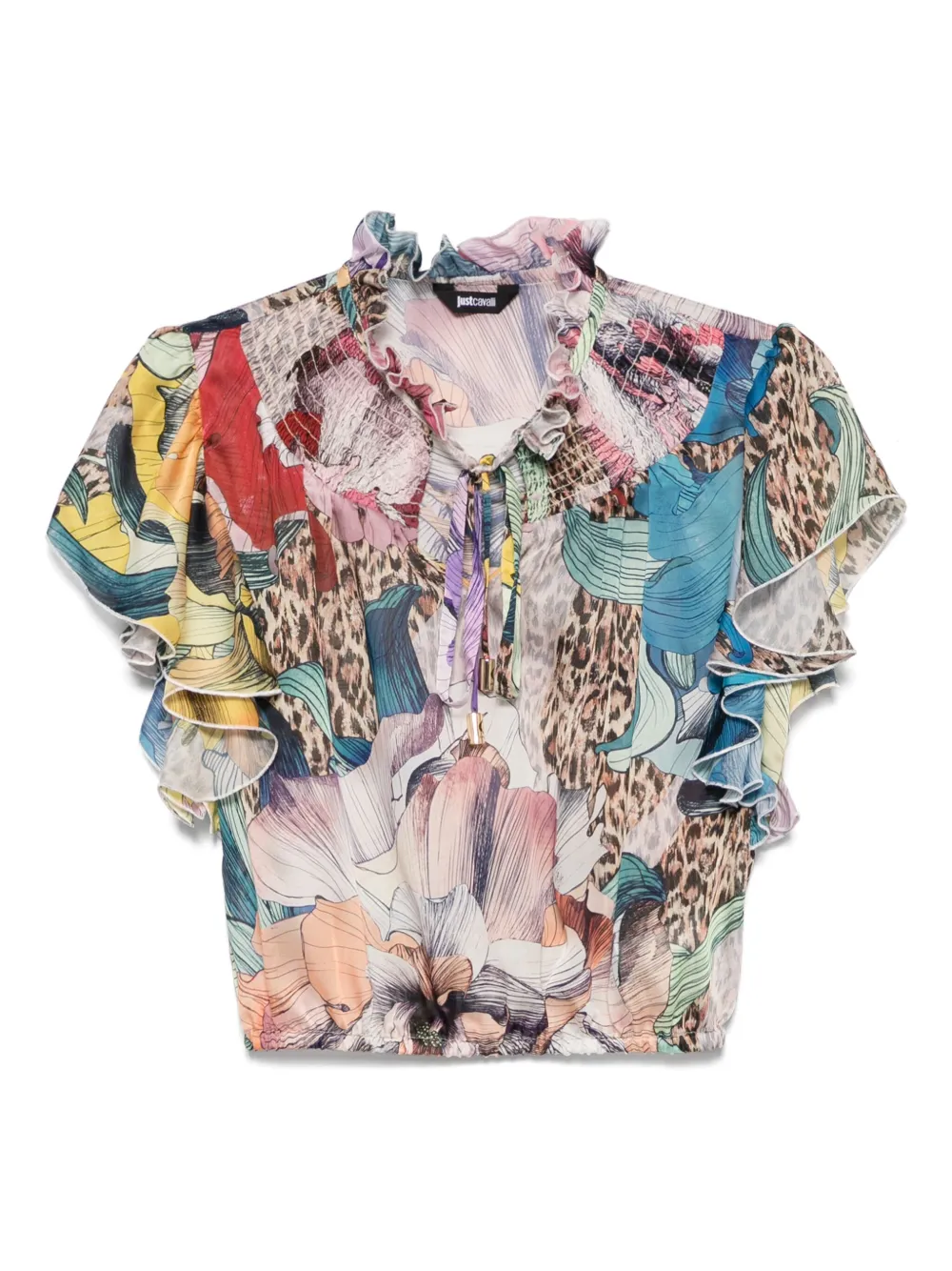 Just Cavalli Blouse met bloemenprint Blauw