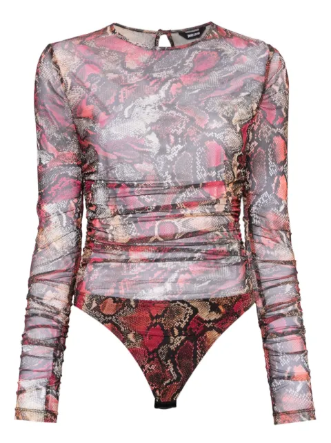 Just Cavalli body de tul con estampado de piel de pitón