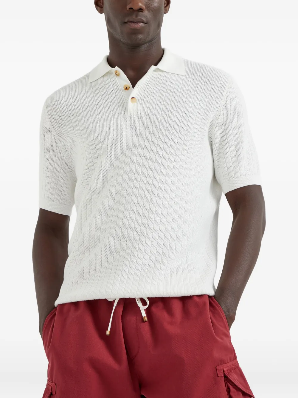 Brunello Cucinelli Geribbeld poloshirt Wit