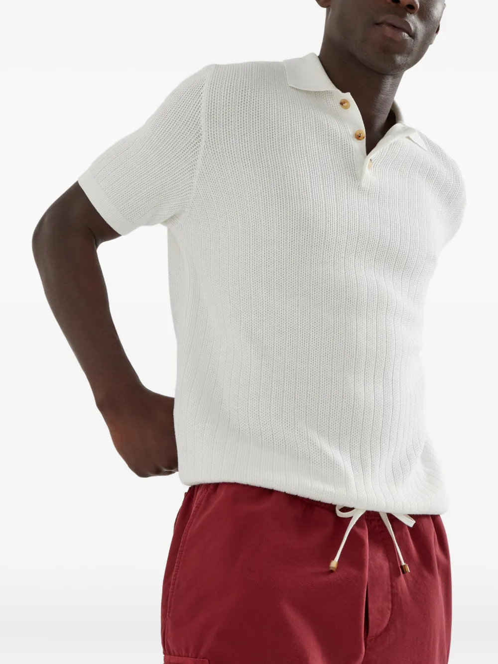 Brunello Cucinelli Geribbeld poloshirt Wit