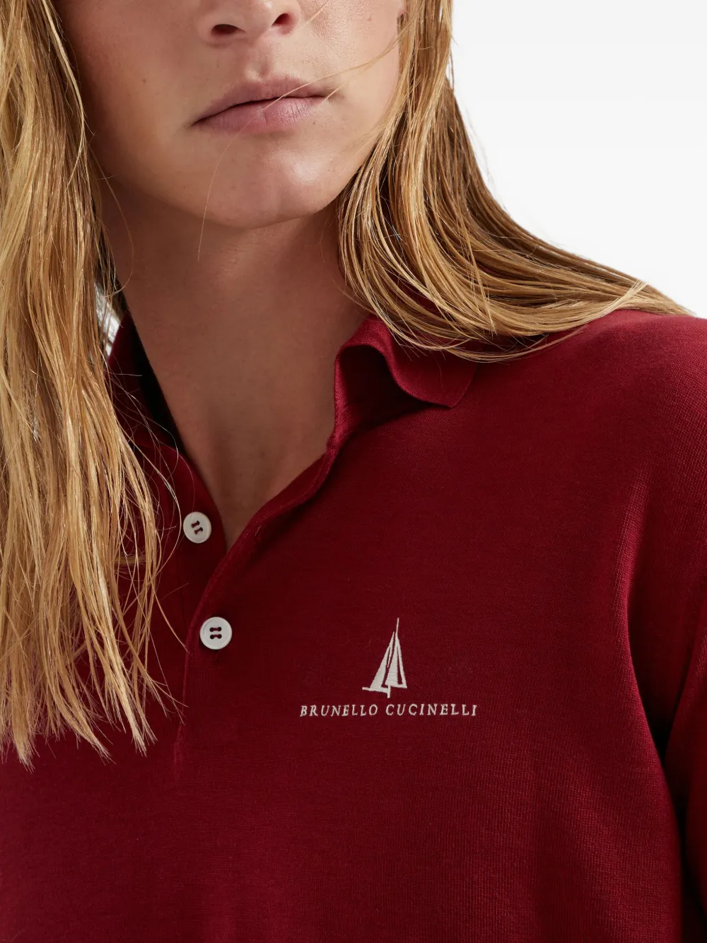 Brunello Cucinelli Poloshirt met logoprint Rood