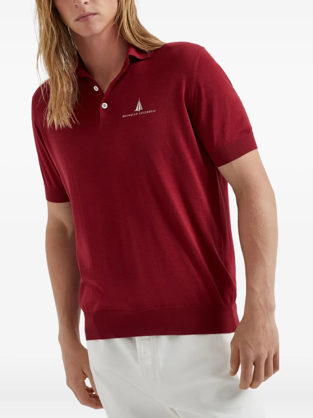 Brunello Cucinelli Poloshirt met logoprint Rood