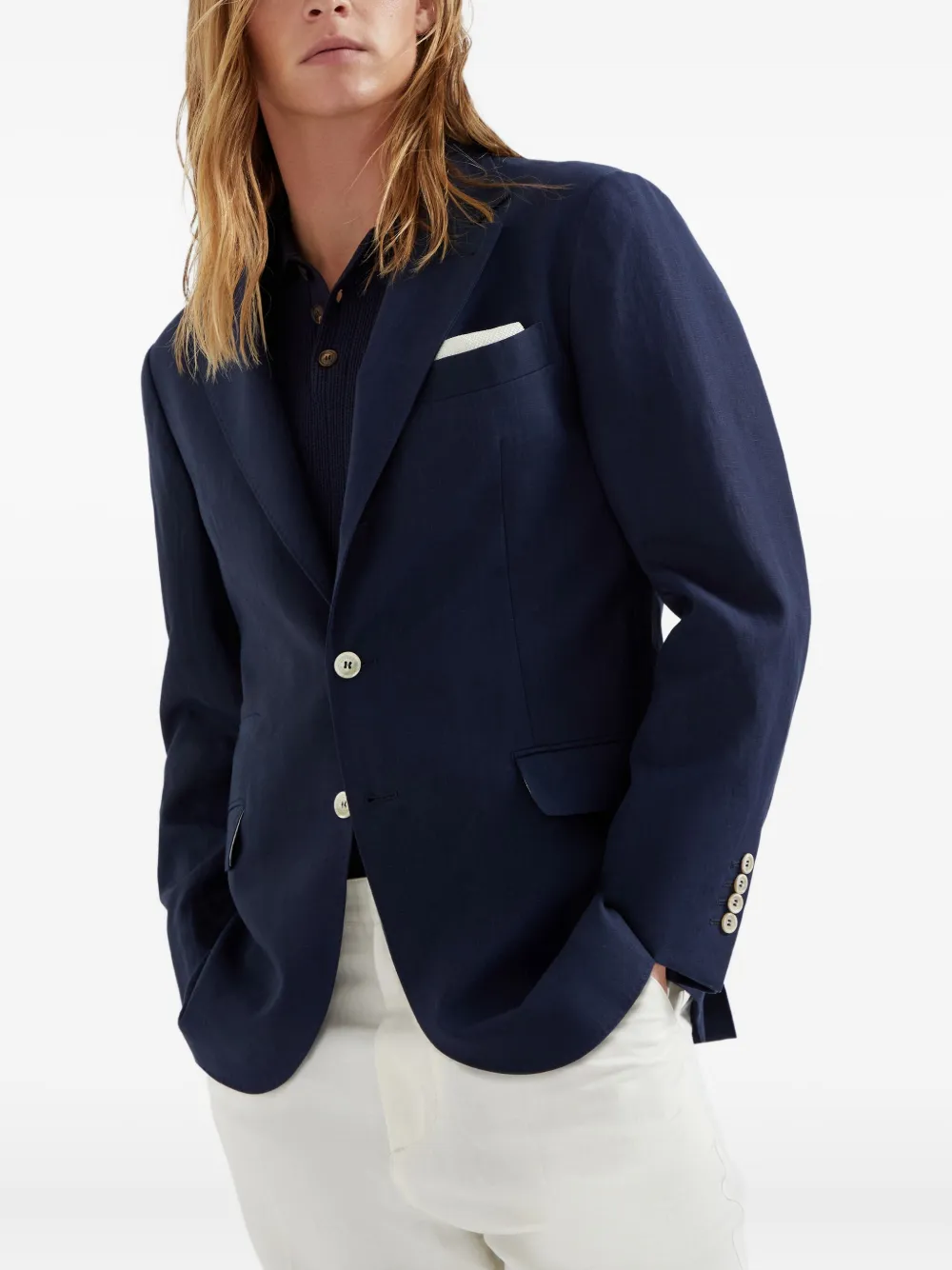 Brunello Cucinelli Linnen blazer Blauw