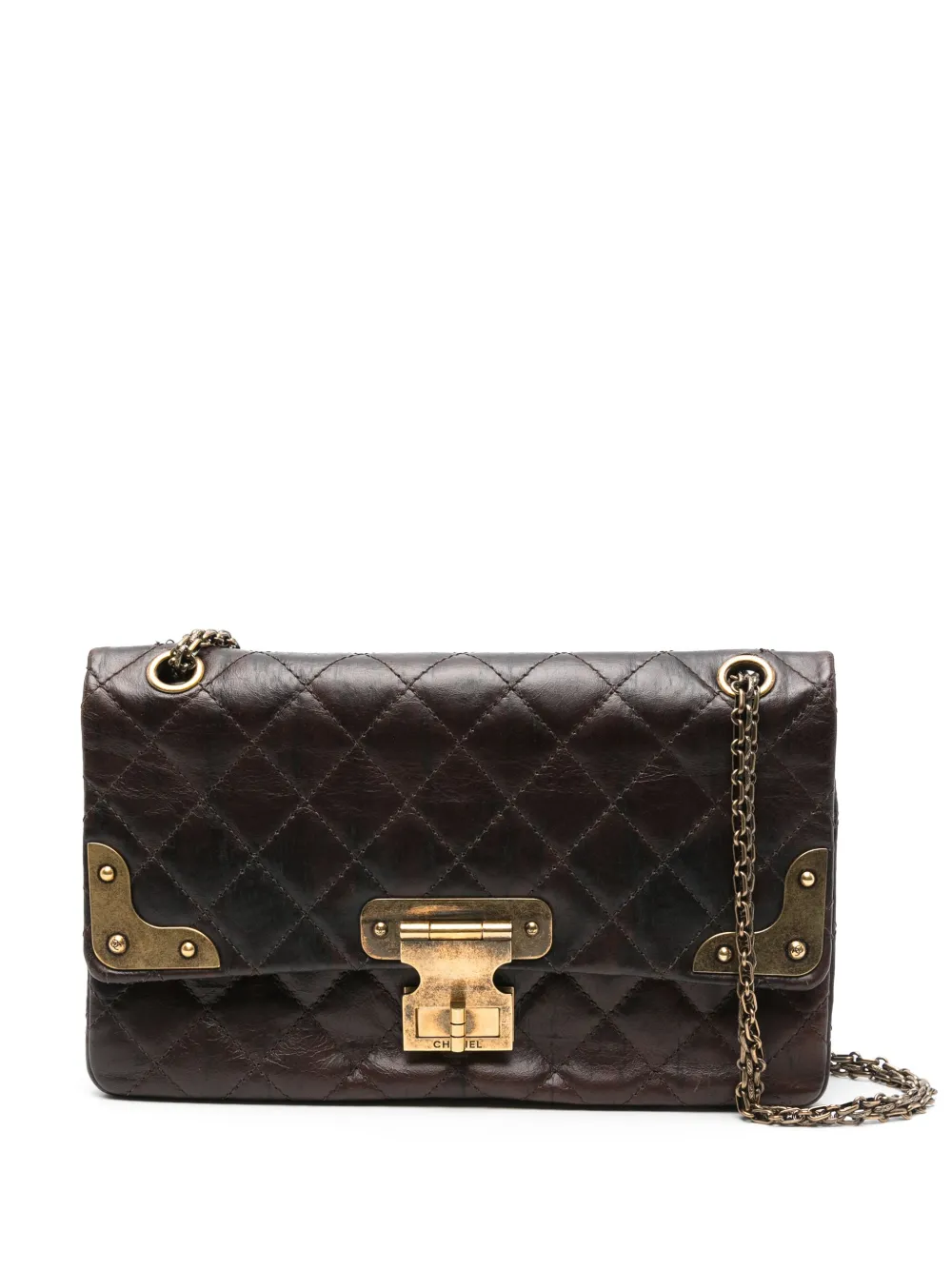 Pre-owned Chanel 2009-2010 Jumbo Reissue Paris-shangai Shoulder Bag In Brown