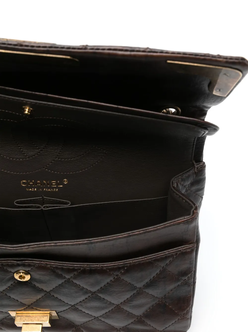 Pre-owned Chanel 2009-2010 Jumbo Reissue Paris-shangai Shoulder Bag In Brown
