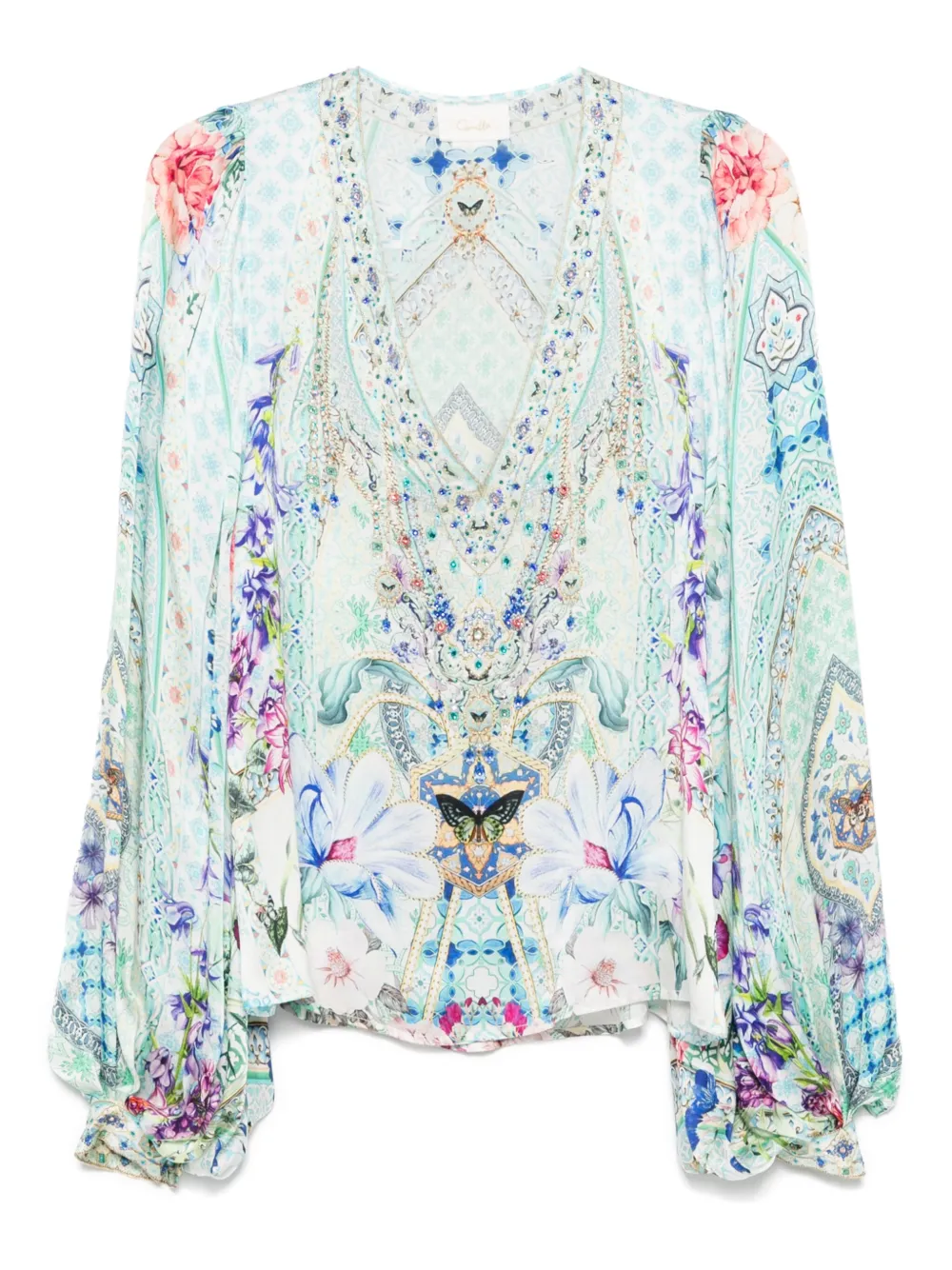 Camilla blouse à col v | vert | Image 1