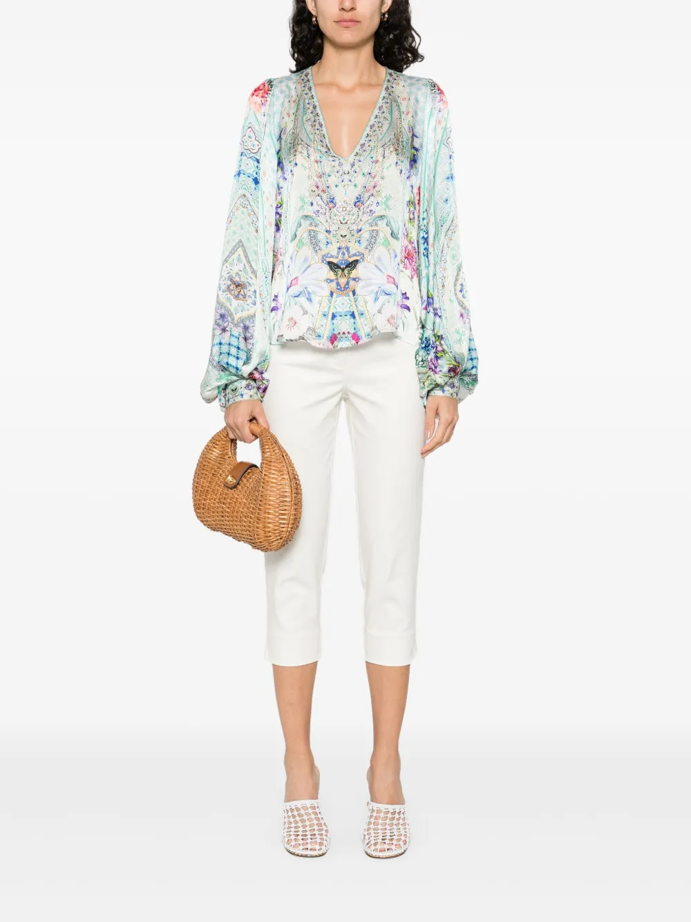 Camilla Blouse met V-hals - Groen