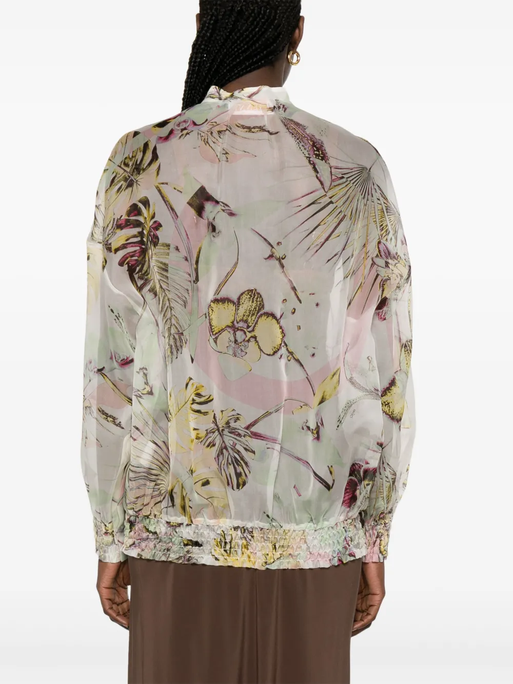 Genny Jungle Orchids blouse Beige