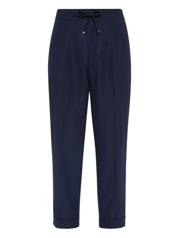 パンツ BRUNELLO CUCINELLI LINEN BLEND TROUSERS BRUNELLO CUCINELLI Pleated cotton and linen-blend wide-leg