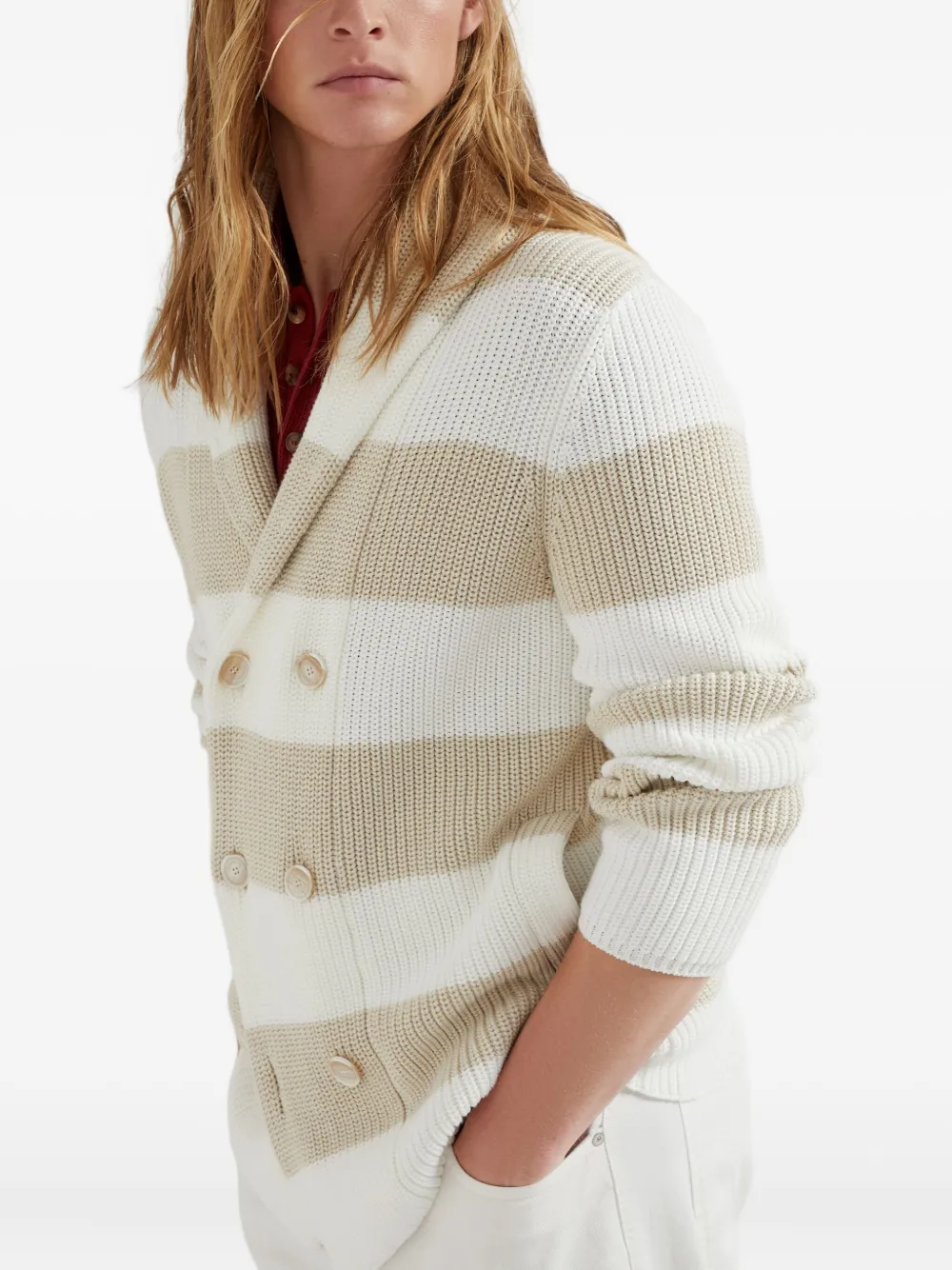 Brunello Cucinelli Gestreept vest Beige
