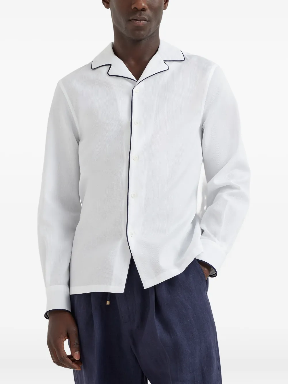 Brunello Cucinelli Overhemd met contrasterende afwerking Wit
