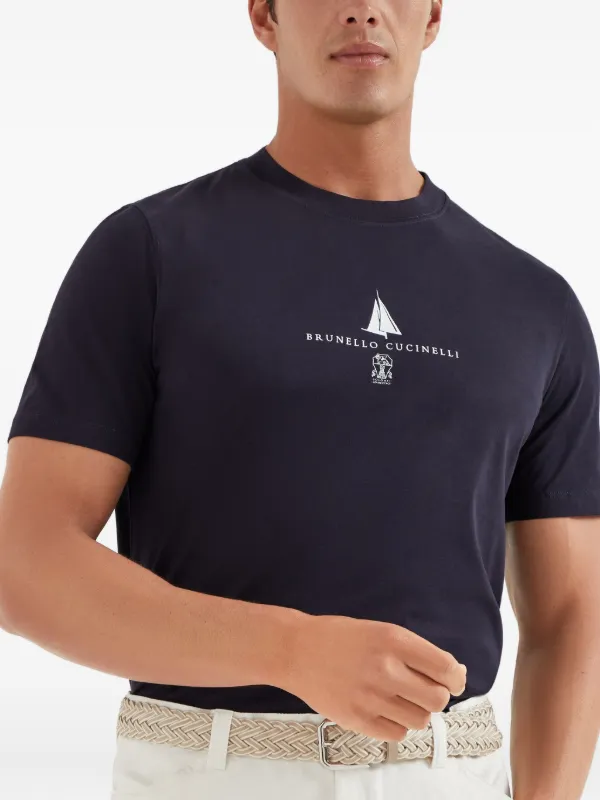 ★BRUNELLO CUCINELLI★コットンTシャツ Brunello Cucinelli コットン Tシャツ | ブルー | FARFETCH JP