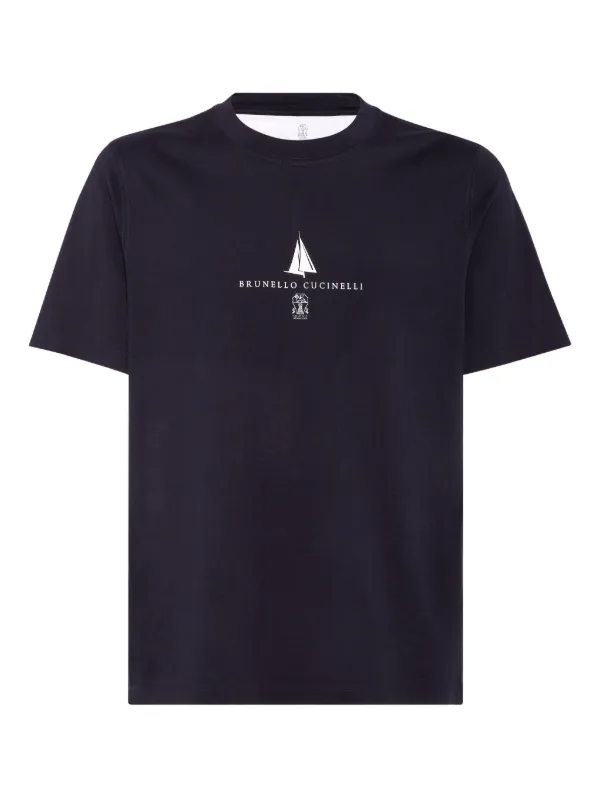 ★BRUNELLO CUCINELLI★コットンTシャツ Brunello Cucinelli コットン Tシャツ | ブルー | FARFETCH JP