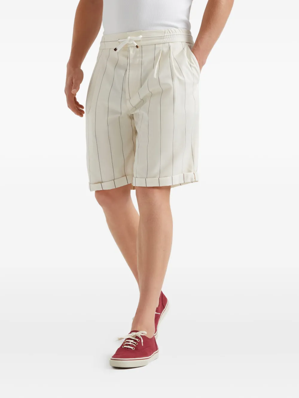 Brunello Cucinelli Gestreepte bermuda shorts Wit