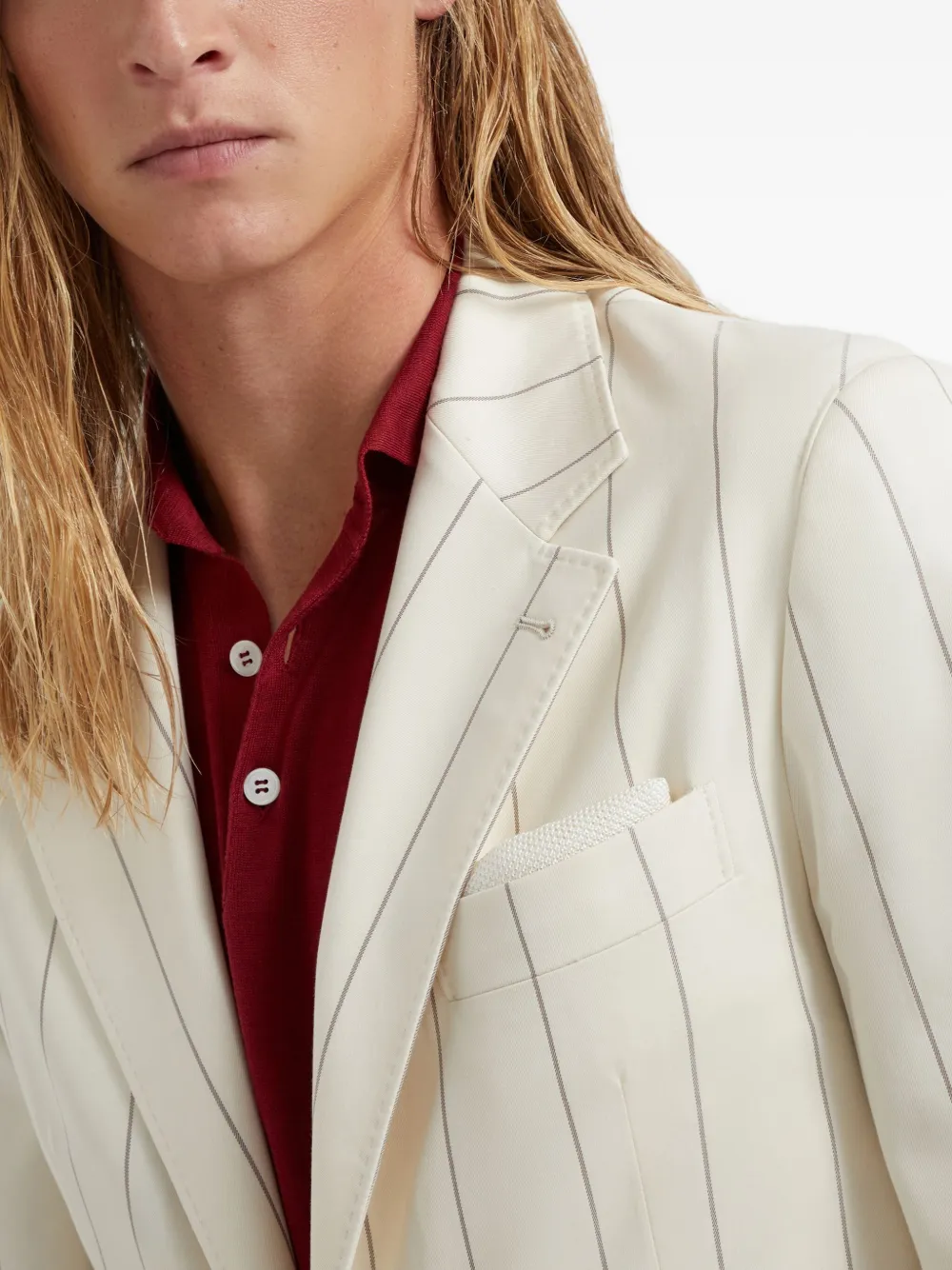 Brunello Cucinelli Gestreepte blazer Wit