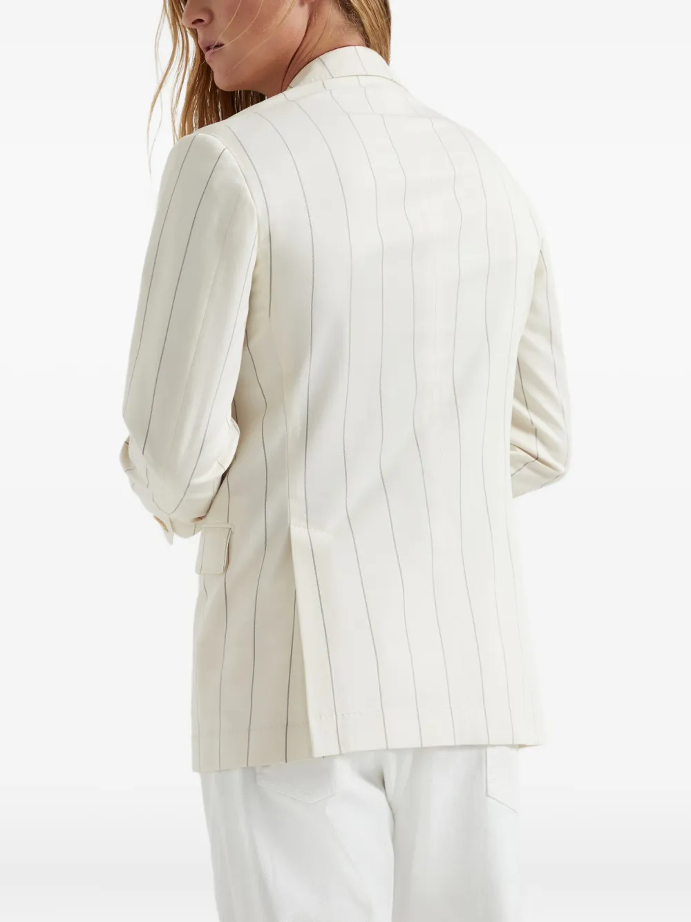 Brunello Cucinelli Gestreepte blazer Wit