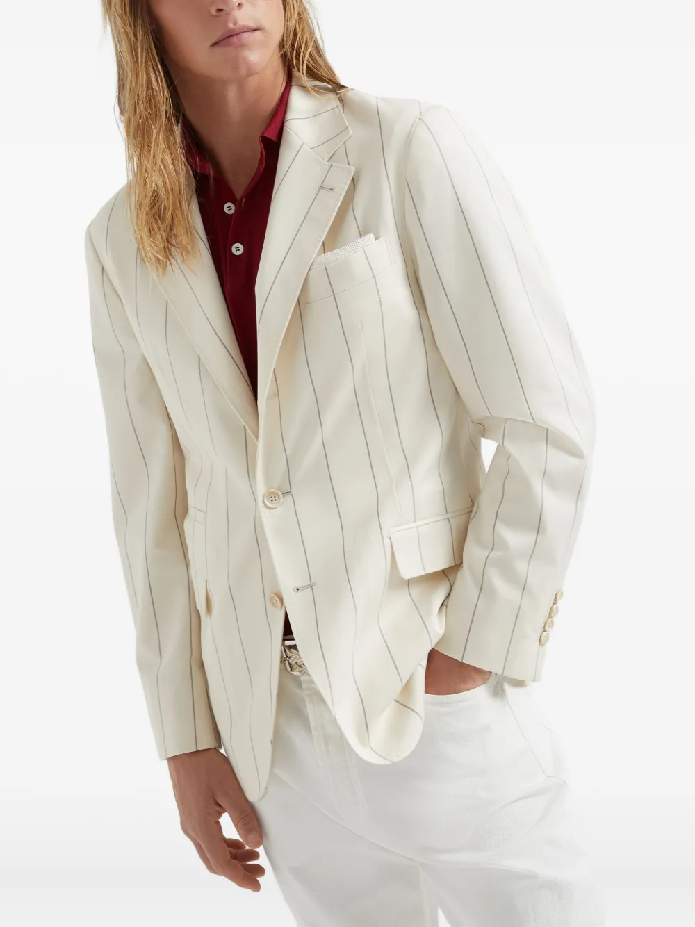 Brunello Cucinelli Gestreepte blazer Wit