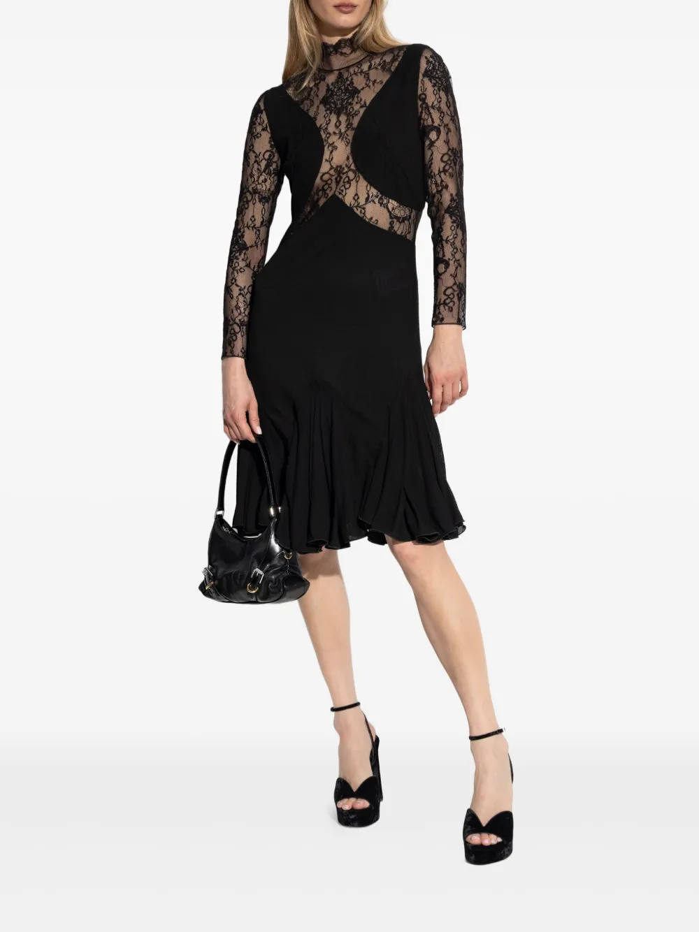 Givenchy Midi-jurk met kant - Zwart