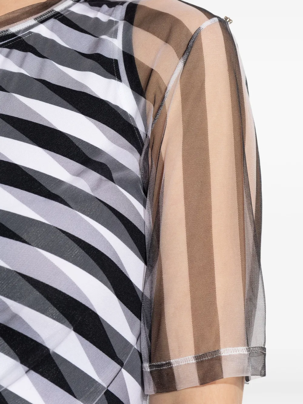 Sportmax Pausa gestreepte mesh midi-jurk Zwart