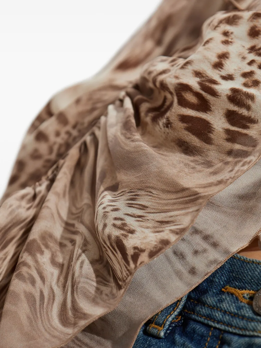 Shop Blumarine Printed Chiffon Blouse In Neutrals