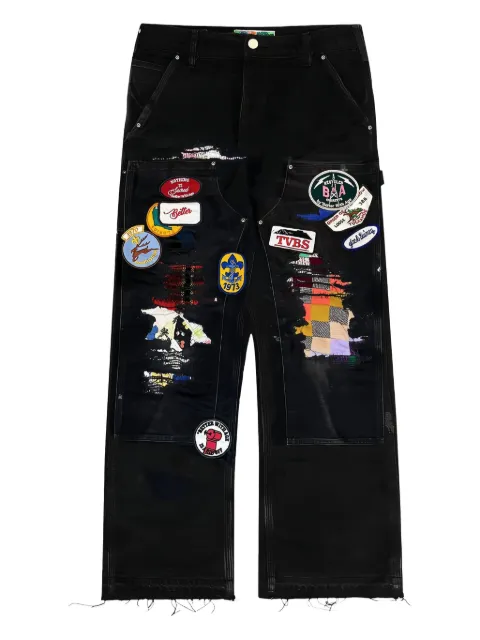 Better with Age  patchwork-badge trousers